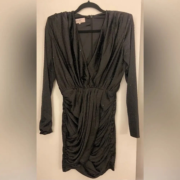 House of CB Tatja Deep V Crystal Studded Mini Dress Black Size Small - Picture 4 of 12